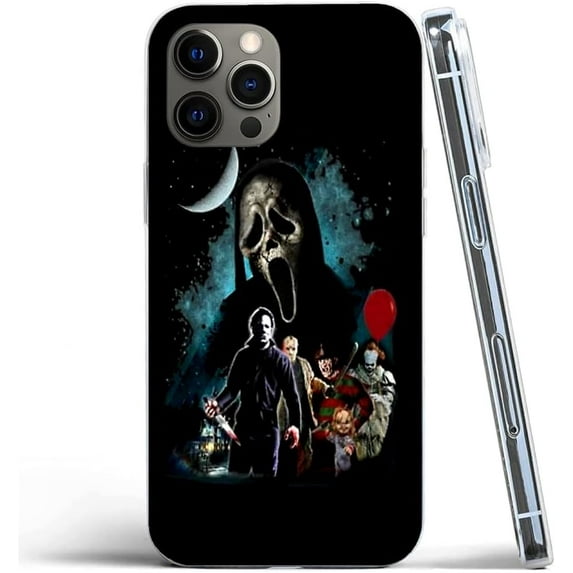 Phone Case Halloween Compatible with iPhone 14 Pro Max Collection Horror Face Collage Movie Ghost TPU Silicone Protective Case