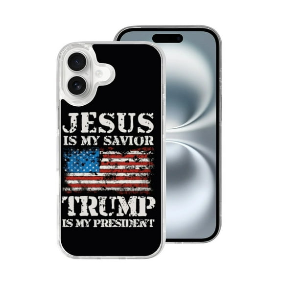 Phone Case Jesus My Savior Trump My President Compatible with iPhone 17 Case Shockproof Soft TPU Silicone Print Transparent Protective Cover