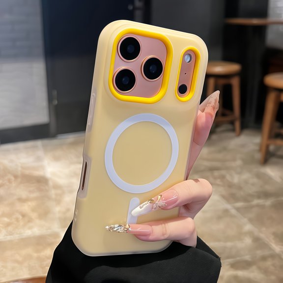 Phone Case Luxury/2-In-1 Magnetic Candy-Colored/Compatible with Iphone 17 Pro Max,Air 16,15,14,13,12 Pro Max Plus/Protective Cover/Frosted Soft Shell with Magnetic Wireless Charging/Shockproof Back