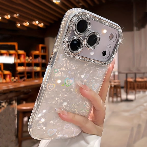 Phone Case: Luxury Diamond Sparkle White Phone Case Compatible with iPhone 17 Pro Max/17 Pro/17 Air/17/16 Pro Max/16/16 Pro/16 Plus/15/15 Pro Max/15 Pro/15 Plus/11/12/13/14 Pro Max/11 Pro/11 Pro Max