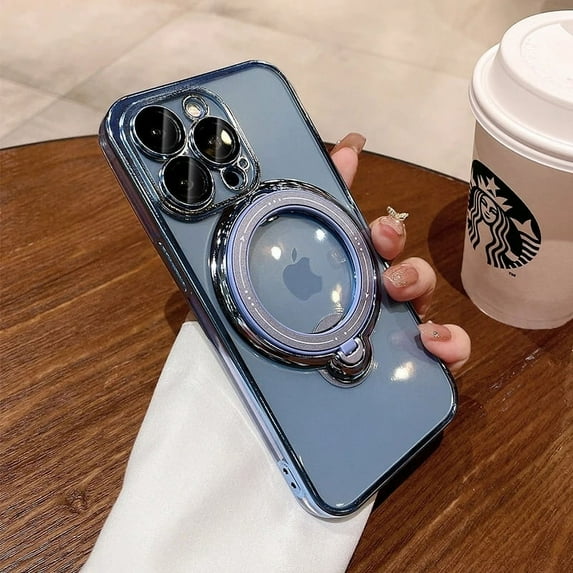 Phone Case Luxury Magsafe Wireless Charging Case For Iphone 11 12 13 14 15 Pro Max Plus Transparent Magnetic Ring Bracket Bumper Cover