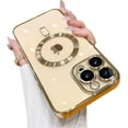 thumbnail image 1 of Phone Case Made for iPhone 12 Pro Max (6.7 Inch) with Camera Lens Protector (Compatible with MagSafe) Anti-Scratch Shockproof Electroplated Slim Phone Cover for Women Men - Gold, 1 of 14