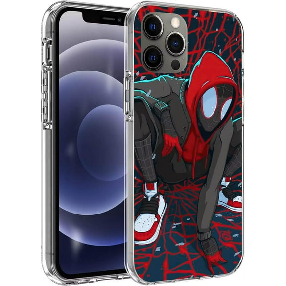 Phone Case Miles Hoodie Movies Super Red Heroes Compatible with iPhone 14 Plus Case Shockproof Soft TPU Silicone Print Transparent Protective Cover