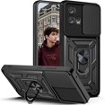 thumbnail image 1 of Phone Case for Motorola Edge 30 Fusion 5G,Military Grade Shockproof Heavy Duty Protective Slide Camera Lens Cover Finger Ring Kickstand Case for Edge 30 Fusion 5G/S30 Plus 5G 6.55'' SJ-Black, 1 of 9