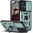 thumbnail image 1 of Phone Case for Motorola Edge 30 Fusion 5G,Military Grade Shockproof Heavy Duty Protective Slide Camera Lens Cover Finger Ring Kickstand Case for Edge 30 Fusion 5G/S30 Plus 5G 6.55'' SJ-Green, 1 of 9
