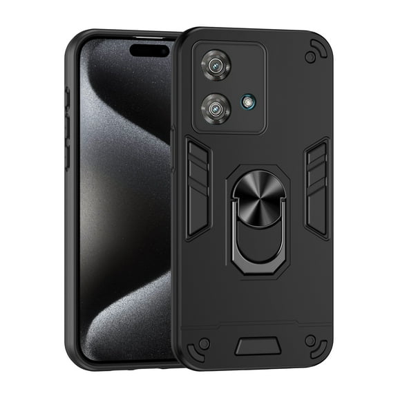 Phone Case for Motorola Edge 40 Neo Hybrid Case with Ring Kickstand, Heavy Duty Protection Armor Case with Comfortable Grip Support Magnetic Car Mount for Motorola Edge 40 Neo - Black