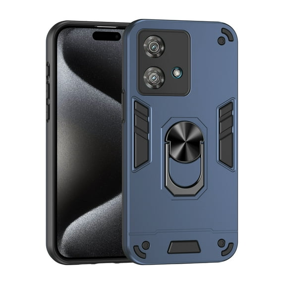 Phone Case for Motorola Edge 40 Neo Hybrid Case with Ring Kickstand, Heavy Duty Protection Armor Case with Comfortable Grip Support Magnetic Car Mount for Motorola Edge 40 Neo - Navyblue