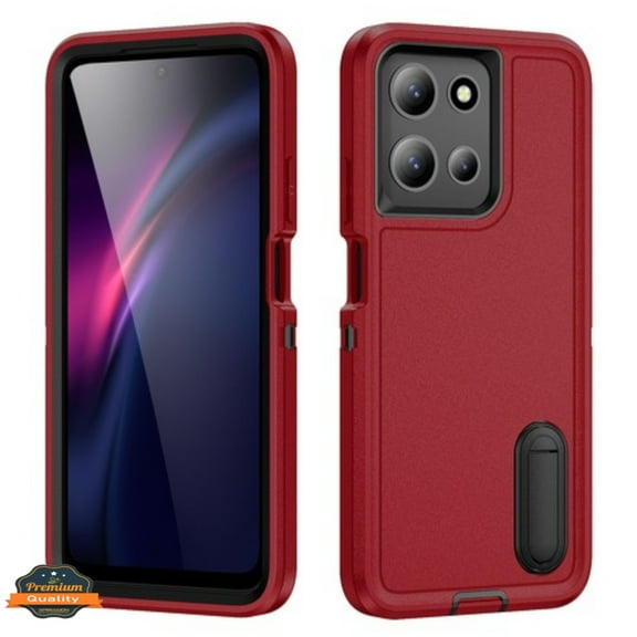 Phone Case for Motorola Moto G 5G 2025 Sturdy Shockproof Hybrid with Built-in Kickstand – Heavy Duty Protection, Drop-Resistant Cover Fit for Moto G 5G (2025) (Red)
