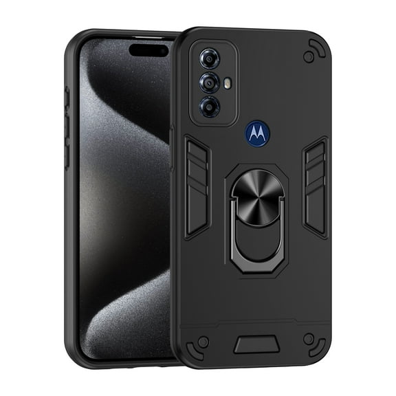 Phone Case for Motorola Moto G Play 2023 Hybrid Case with Ring Kickstand, Heavy Duty Protection Armor Case with Comfortable Grip Support Magnetic Car Mount for Motorola Moto G Play 2023 - Black