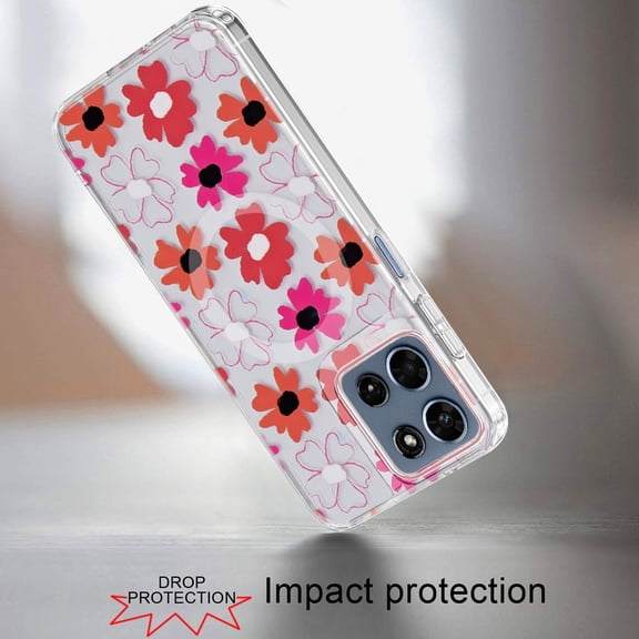 Phone Case for Motorola Moto G Play 5G 2026 Shockproof Dual Layer TPU IMD Print Rugged Anti-Slip Grip Drop Protection Scratch Resistant Slim Fit Glossy Floral Heart Aesthetic Cover Multicolor
