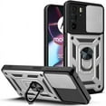 thumbnail image 1 of Phone Case for Motorola Moto G62 5G with Slide Camera Window, Heavy Duty Protection Phone Cover Case with Ring Kickstand for Motorola Moto G62 5G SJ Silver, 1 of 9