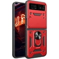 thumbnail image 1 of Phone Case for Motorola Razr 40/ Motorola Razr 2023 with Camera Cover, Heavy Duty Protective with Slide Lens Cover & 360° Finger Ring Stable Kickstand Case for Motorola Razr 40 SJ-Red, 1 of 10