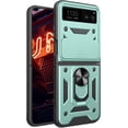 thumbnail image 1 of Phone Case for Motorola Razr 40/ Motorola Razr 2023 with Camera Cover, Heavy Duty Protective with Slide Lens Cover & 360° Finger Ring Stable Kickstand Case for Motorola Razr 40 SJ-Green, 1 of 10