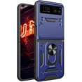 thumbnail image 1 of Phone Case for Motorola Razr 40/ Motorola Razr 2023 with Camera Cover, Heavy Duty Protective with Slide Lens Cover & 360° Finger Ring Stable Kickstand Case for Motorola Razr 40 SJ-Blue, 1 of 10