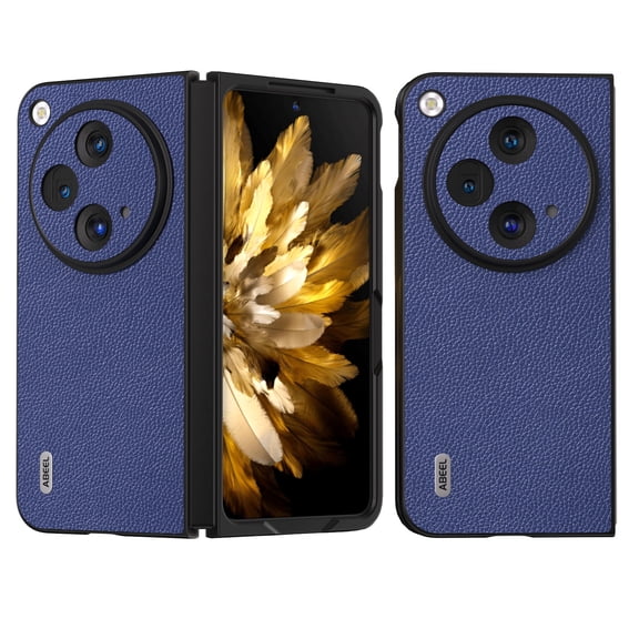 Phone Case for OnePlus Open Case, Slim Thin Lightweight Protective Phone Case with Non-Slip Leather Back Cover with Silver Electroplated Frame for OnePlus Open,Darkblue