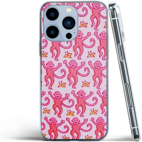 Phone Case Pink Roller Monkey Rabbit Compatible with iPhone 15 Plus Case Shockproof Protective TPU Phone Cover