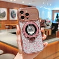 thumbnail image 1 of Phone Case Ring Stand Case Compatible with iPhone 14 Plus Plating Case with Lens Protector, Glitter Shiny Leopard Print Paper Clear Anti-Scratch Stylish Case for iPhone 14 Plus - Rosegold, 1 of 11