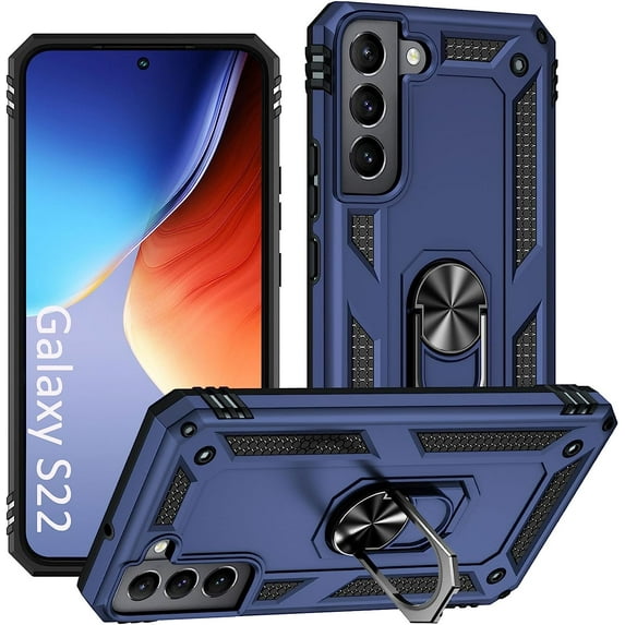 Phone Case for S22 Case Samsung Galaxy S22 Phone Case, Military Grade, Heavy Duty, with Kickstand Ring, Support Magnet Car Mount for Samsung Galaxy S22 Case Blue