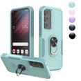 thumbnail image 1 of Phone Case for S23 FE Case Galaxy S23 FE 5G Phone Case Samsung S23 FE Case, Heavy Duty Shockproof Full Body Phone Cover Built in Rotatable Magnetic Ring Holder Kickstand , 2023 Light Green, 1 of 7