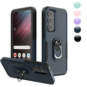 Phone Case for S23 FE Case Galaxy S23 FE 5G Phone Case Samsung S23 FE Case, Heavy Duty Shockproof Full Body Phone Cover Built in Rotatable Magnetic Ring Holder Kickstand , 2023 Blue
