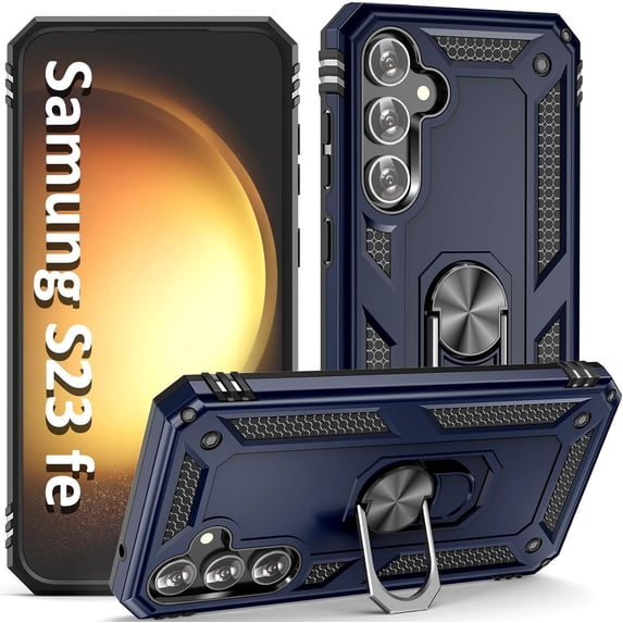 Phone Case for S23 FE Case Samsung Galaxy S23 FE Phone Case, Military Grade, Heavy Duty, with Kickstand Ring, Support Magnet Car Mount for Samsung Galaxy S23 FE Case Blue