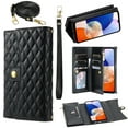 thumbnail image 1 of Phone Case for Samsung A32 5G,Wallet Case Women 【RFID Blocking】 Crossbody Strap PU Leather Zipper with Wrist Lanyard Magnetic Flip Cover Credit Card Holder for Samsung Galaxy A32 5G, Black, 1 of 9