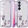 thumbnail image 1 of Phone Case for Samsung A35 Case Clear Glitter Sparkle Aesthetic Samsung Galaxy A35 5g Case Silicone Soft Flower Transparent Shockproof Cover Purple Slim (Silver-Purple), 1 of 14