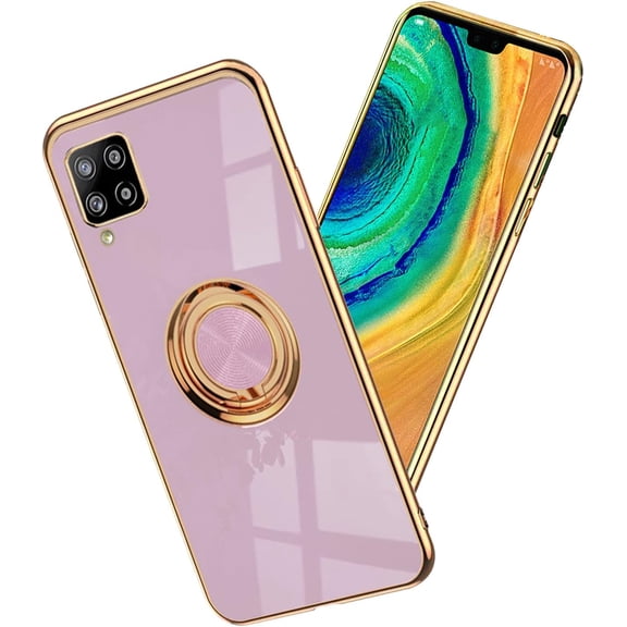 Phone Case for Samsung A42 Case Silicone Soft Shockproof, Slim Black Samsung Galaxy A42 5g Phone Case with Ring Holder Anti-Scratch Cover Aesthetic for Women Girls (Purple)