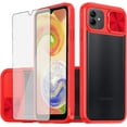 thumbnail image 1 of Phone Case for Samsung Galaxy A04e with Tempered Glass Screen Protector Cover and Camera Cover Slide 360 Full Body Protection Slim Clear Bumper Cell Accessories AO4e A 04e Women Men Red, 1 of 11