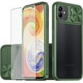 thumbnail image 1 of Phone Case for Samsung Galaxy A04e with Tempered Glass Screen Protector Cover and Camera Cover Slide 360 Full Body Protection Slim Clear Bumper Cell Accessories AO4e A 04e Women Men Green, 1 of 6