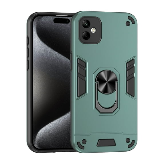 Phone Case for Samsung Galaxy A05 Hybrid Case with Ring Kickstand, Heavy Duty Protection Armor Case with Comfortable Grip Support Magnetic Car Mount for Samsung Galaxy A05 - Darkgreen