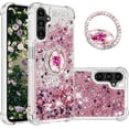 thumbnail image 1 of Phone Case for Samsung Galaxy A14 5G,Shockproof Clear Quicksand Glitter Flowing Liquid with Bling Diamond Ring Stand,Cute Women Girls Case for Galaxy A14 4G/5G 6.6'' LS-Rose Gold, 1 of 14