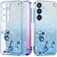 thumbnail image 1 of Phone Case for Samsung Galaxy A14 5g Case Clear Glitter Sparkle Aesthetic Samsung A14 5g Case Silicone Soft Flower for Women Shockproof Cover Purple Slim (Blue), 1 of 7