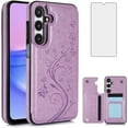 thumbnail image 1 of Phone Case for Samsung Galaxy A15 5G/4G with Tempered Glass Screen Protector Card Holder Wallet Cover Stand Flip Leather Cell Accessories Glaxay A 15 15A SM A156B A155F Cases Women Men Purple, 1 of 14