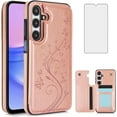 thumbnail image 1 of Phone Case for Samsung Galaxy A15 5G/4G with Tempered Glass Screen Protector Card Holder Wallet Cover Stand Flip Leather Cell Accessories Glaxay A 15 15A SM A156B A155F Cases Women Rose Gold, 1 of 7