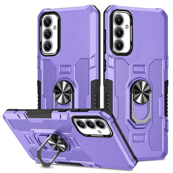 Phone Case for Samsung Galaxy A15 Case, A15 Phone Case Built in 360 Rotating Ring Stand, Luxury Heavy Duty Armor Hard PC Soft TPU Slim Phone Case for Samsung Galaxy A15 - Purple