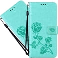 thumbnail image 1 of Phone Case for Samsung Galaxy A22 4G (Not 5G), Rose Flower Flip Leather Cover with Credit Card Holder Cash Pockets [Wrist Strap][Kickstand] Wallet Case for Samsung Galaxy A22 4G RS Green, 1 of 14