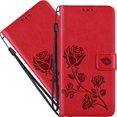 thumbnail image 1 of Phone Case for Samsung Galaxy A22 4G (Not 5G), Rose Flower Flip Leather Cover with Credit Card Holder Cash Pockets [Wrist Strap][Kickstand] Wallet Case for Samsung Galaxy A22 4G RS Red, 1 of 7