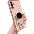 thumbnail image 1 of Phone Case for Samsung Galaxy A24 4g 6.5" Luxury Plating Astronaut Stand Holder Phone Case with Cute Love Heart Side Small Pattern Soft Silicone Shockproof Kickstand Cover Bumper (Pink), 1 of 12