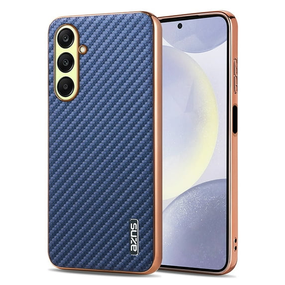 Phone Case for Samsung Galaxy A25 5G, Carbon Fiber Texture + Plating Frame, Shockproof Protective Lightweight Anti-Scratch Classic Phone Cover for Men Boys for Samsung Galaxy A25 5G, Blue