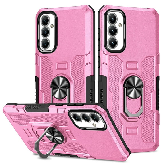 Phone Case for Samsung Galaxy A25 5G Case, A25 5G Phone Case Built in 360 Rotating Ring Stand, Luxury Heavy Duty Armor Hard PC Soft TPU Slim Phone Case for Samsung Galaxy A25 5G - Pink