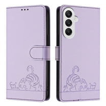 Phone Case for Samsung Galaxy A25 5G Wallet Case Cat Pattern PU Leather Case with [RFID Blocking] Card Slots Kickstand Shockproof Magnetic Flip Cover, Purple