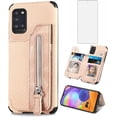 thumbnail image 1 of Phone Case for Samsung Galaxy A31 Wallet Cover with Tempered Glass Screen Protector and Zipper Credit Card Holder Stand Leather Cell Accessories Glaxay A 31 4G Gaxaly 31A A315G Women Men Beige, 1 of 12