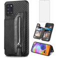 thumbnail image 1 of Phone Case for Samsung Galaxy A31 Wallet Cover with Tempered Glass Screen Protector and Zipper Credit Card Holder Stand Leather Cell Accessories Glaxay A 31 4G Gaxaly 31A A315G Women Men Black, 1 of 6