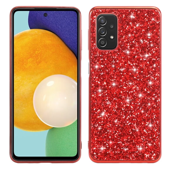 Phone Case for Samsung Galaxy A32 5G Case, Ultra Thin Glitter Bling Diamond Girls Woman Shockproof TPU Rubber Full Body Protective Cover for Samsung Galaxy A32 5G 6.5 inch 2021,Red