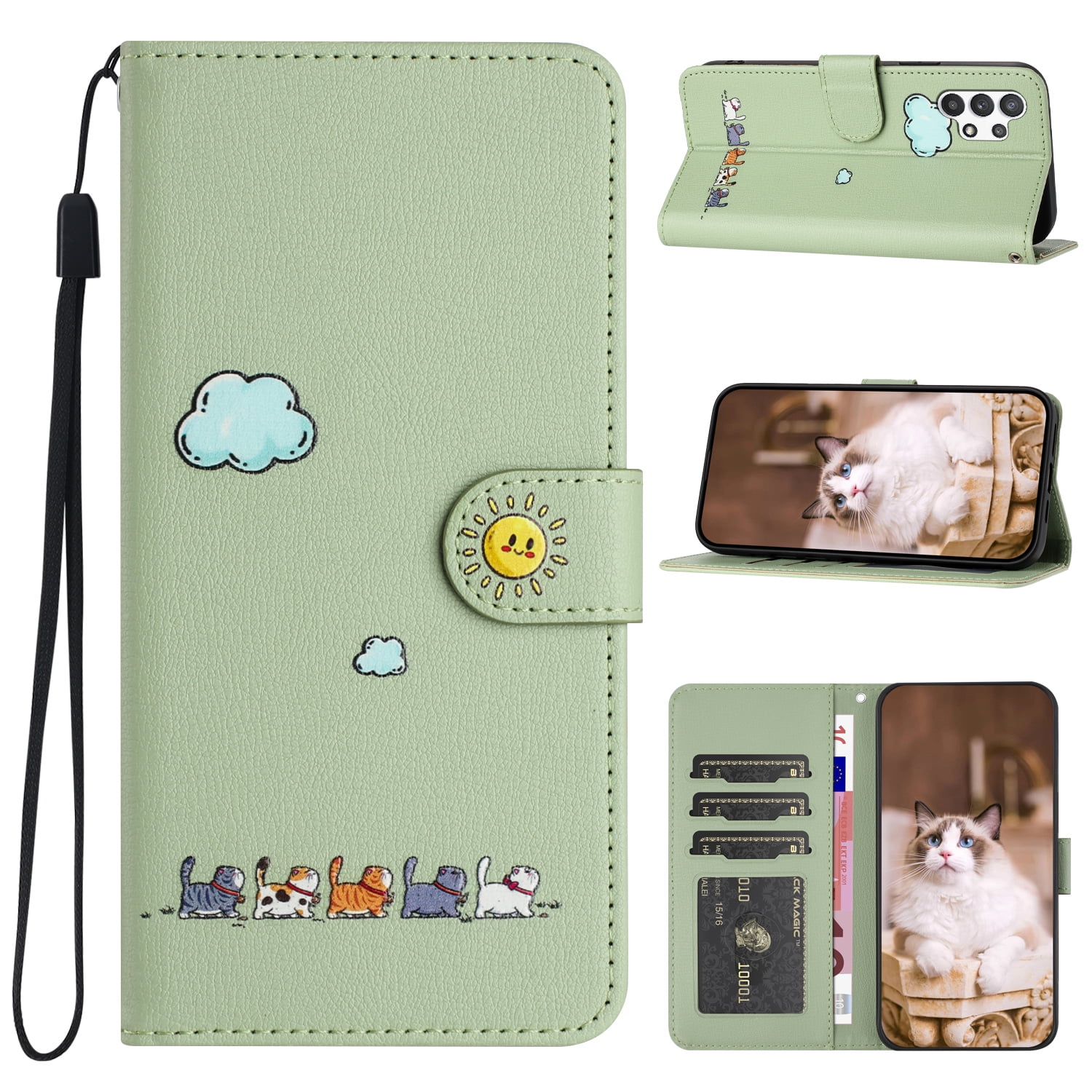 Phone Case for Samsung Galaxy A32 5G, Folding Faux Leather Cute Animal Pattern Wallet Flip Cover with Card Holder & Wrist Strap, Magnetic Closure ... Phone Case for Samsung Galaxy A32 5G, Folding Faux Leather Cute Animal Pattern Wallet Flip Cover with Card Holder & Wrist Strap, Magnetic Closure ...