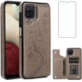 thumbnail image 1 of Phone Case for Samsung Galaxy A42 5G with Tempered Glass Screen Protector Card Holder Wallet Cover Stand Flip Leather Cell Accessories Glaxay A 42 G5 Gaxaly 42A S42 4G 2021 Cases Women Men Gray, 1 of 14