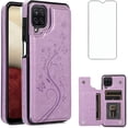 thumbnail image 1 of Phone Case for Samsung Galaxy A42 5G with Tempered Glass Screen Protector Card Holder Wallet Cover Stand Flip Leather Cell Accessories Glaxay A 42 G5 Gaxaly 42A S42 4G 2021 Cases Women Girl Purple, 1 of 14