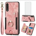 thumbnail image 1 of Phone Case for Samsung Galaxy A50 A50S A30S Wallet Cover with Screen Protector and Wrist Strap Lanyard RFID Credit Card Holder Ring Stand Cell Accessories A 50 50S 30S S50 50A SM A505G Women Men Pink, 1 of 8