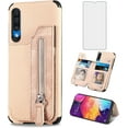 thumbnail image 1 of Phone Case for Samsung Galaxy A50 A50S A30S Wallet Cover with Screen Protector and Zipper Credit Card Holder Stand Leather Cell Accessories Glaxay A 50 50S 30S Gaxaly S50 50A SM A505G Women Men Beige, 1 of 12